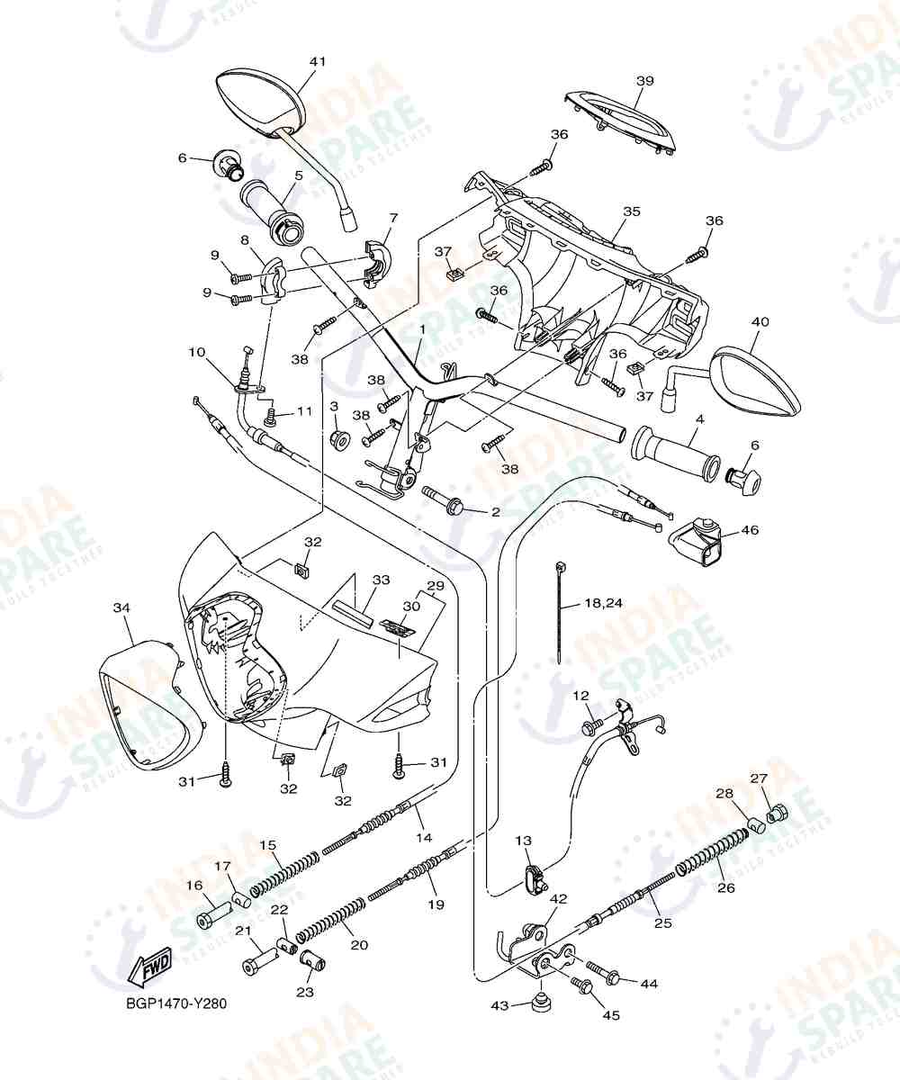 YAMAHA DG59 FASCINO 125CC DRUM Series STEERING HANDLE & CABLE